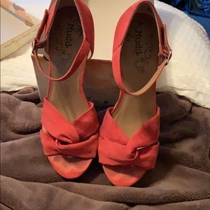 Wedge heels color brick orange